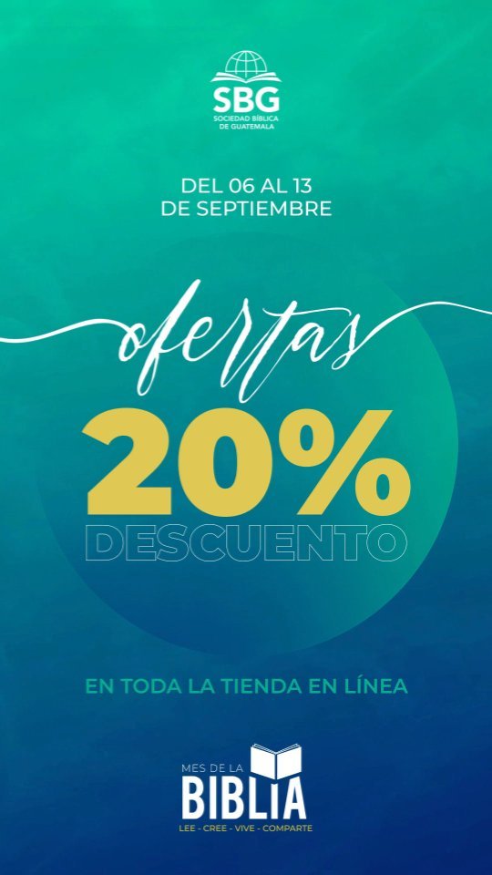 🟡 ¡20% DE DESCUENTO en toda la tienda en línea! 🟡

Aún estás a tiempo 🤩 aprovecha nuestros descuentos especiales por el mes de la biblia.

Tienes hasta el 13 de septiembre para comprar esa biblia que tanto has deseado. 📖

✨ Lee – Cree – Vive – Comparte

*El descuento solo aplica en compras online