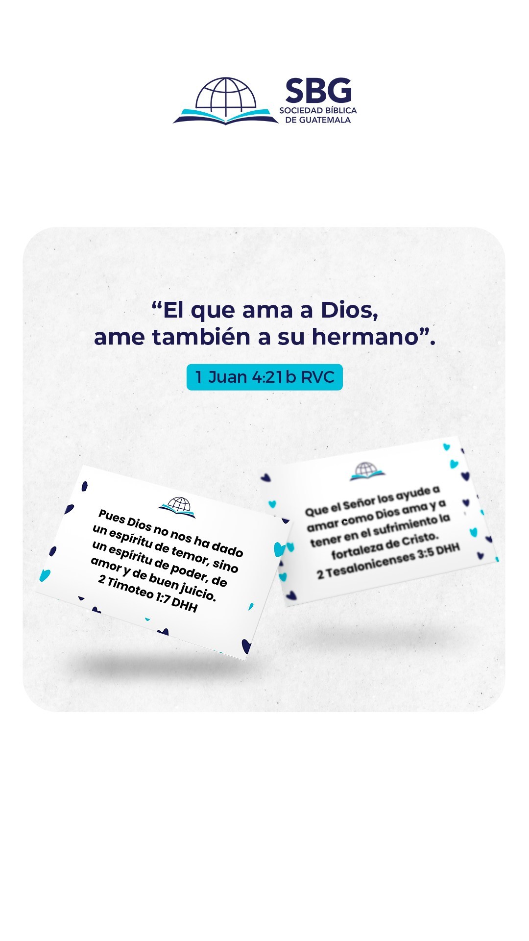 Inicia tu semana de la mejor manera: compartiendo del amor verdadero a través de la Biblia 📖 ❤️
¿Cómo vas a mostrar amor a otros hoy?

"Nosotros recibimos de él este mandamiento: El que ama a Dios, ame también a su hermano". 1 Juan 4:21 RVC

#SBG #SociedadBiblica #Guatemala #Trend #Amor #DiaDelCariño #AmorVerdadero #Compartir #Biblia #VersiculodelDia #Amigos #PuñoChallenge #Fistbump #FistBumpChallenge #PuñoSorpresa #ChocandoPuños #FYP