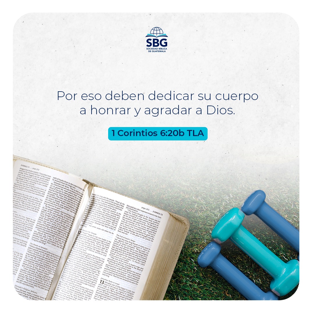 ¡A movernos! 🏃💪

Hoy es el día internacional del deporte para el desarrollo y la paz y queremos invitarte a activarte, realizar algún deporte y cuidar el templo del Espíritu Santo.

¡No olvides! ejercitar tu cuerpo es importante pero aún más ejercitar tu espíritu en la Palabra de Dios. 📖❤️

Por eso deben dedicar su cuerpo a honrar y agradar a Dios. 1 Corintios 6:20b TLA

#SBG #SociedadBiblica #Guatemala #Ejercicio #LeerTuBiblia #Biblia