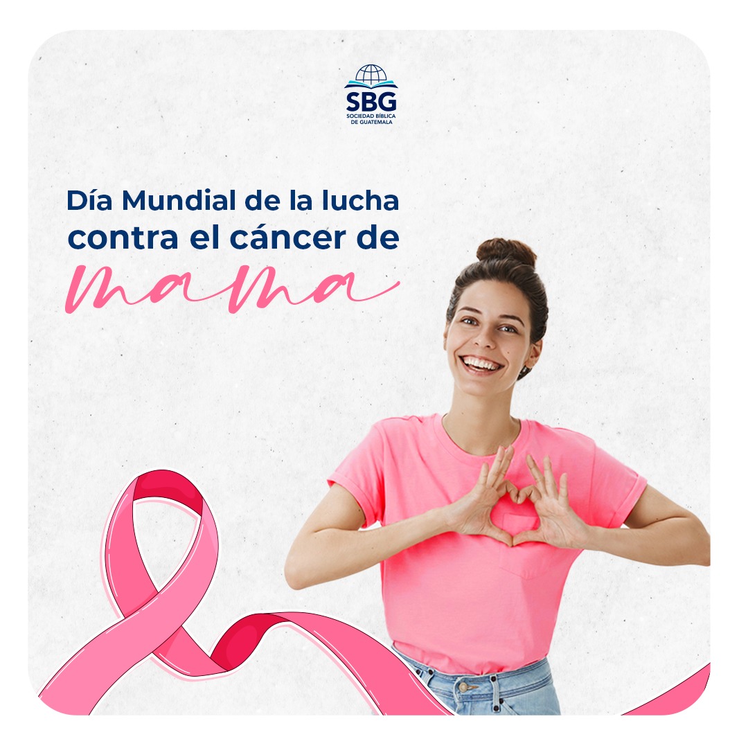 Hoy 19 de octubre es el día mundial de la lucha contra el cáncer de mama 💕 en el que se promueve una detección temprana, un diagnóstico oportuno y una gestión integral.
Te recomendamos que, al momento de presentarse una anomalía, puedas realizarte un autoexamen o bien, visitar a un médico especialista.
"...pido a Dios que, así como te va bien espiritualmente, te vaya bien en todo y tengas buena salud." 1 Juan 1:2 DHH

#SBG #Guatemala #rosa #SociedadBiblica #GT #Biblia #Cancer #LuchaContraElCancer