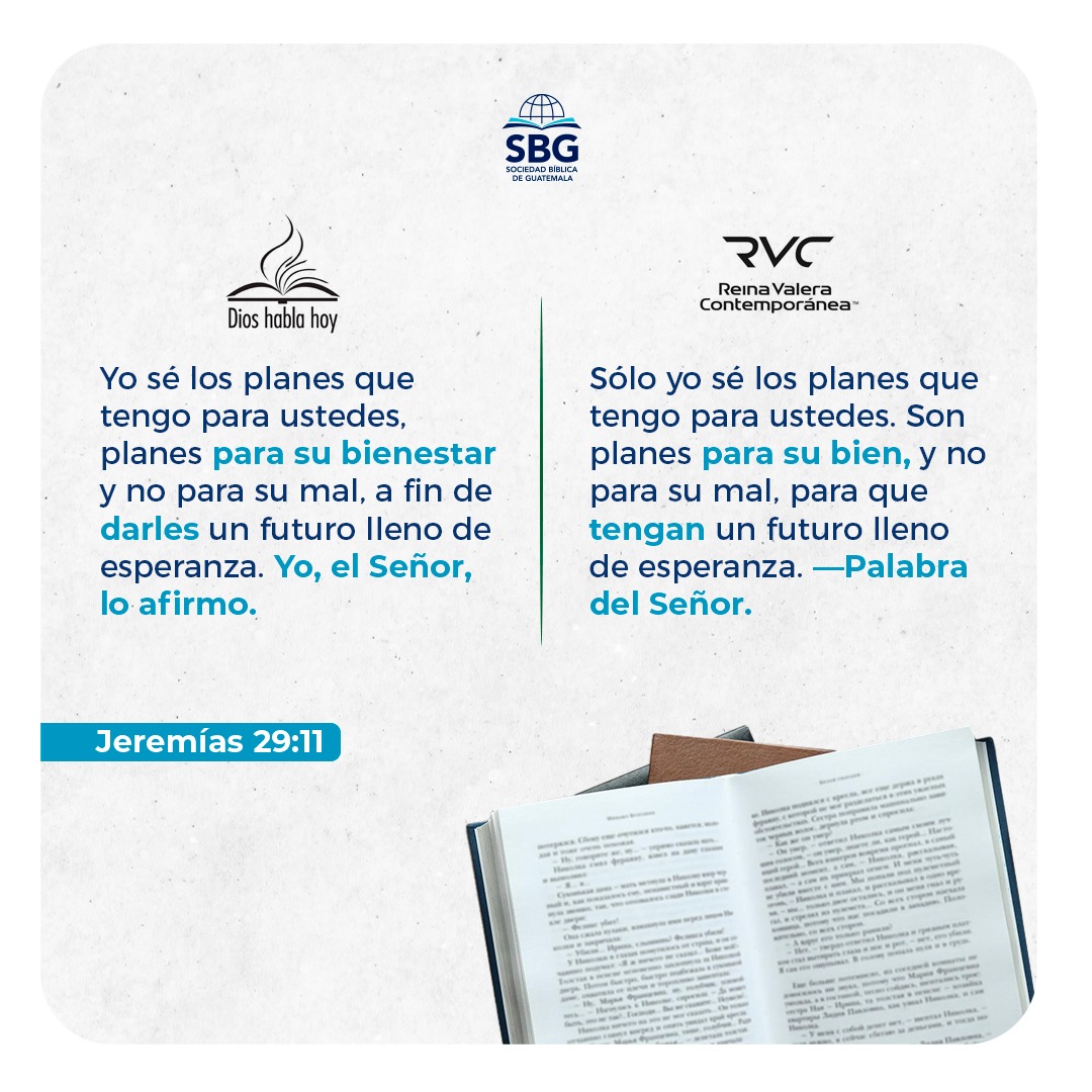 ¿Cuál es tu versión de la Biblia favorita? 📖
Si bien hay muchas versiones de la Biblia, su finalidad no es tergiversar el mensaje; mas bien, se busca adaptar el lenguaje y vocabulario a un público específico para que sea entendible en su contexto y capacidad.
¿Qué versión te gusta leer en tus estudios y devocionales? 
#SBG #SociedadBiblica  #Guatemala #Guate #GT #Devocional #Biblia #EstudioBiblico #Versiculo #Versiones #SBU #DHH #RVC