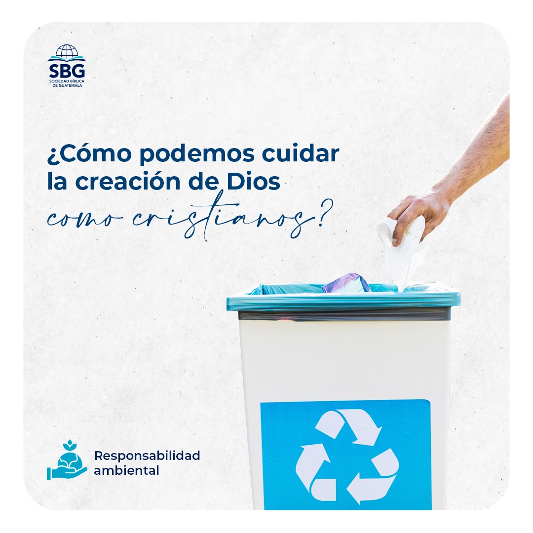 Estamos llamados a cuidar del mundo que Dios creó. 🌳🍃🌻 ¿Cómo podemos hacerlo? Aquí te dejamos algunas ideas que puedes desarrollar en tu colonia, colegio o con tu familia.
➡️Recoger la basura en un parque u otro lugar público.
➡️Ayudar a limpiar algún cuerpo de agua.
➡️Plantar árboles o flores en un área pública.
➡️Recolectar latas, vidrio, bolsas de plástico u otros materiales reciclables para llevarlos a una planta de reciclaje.
Enseñar a las futuras generaciones la importancia y cuidado del medio ambiente a través del reciclaje. 
¿Cuál otra agregarías? 📝
#SBG #SociedadBiblica #Guatemala #Guate #GT #Familia #MedioAmbiente #Planeta #Cuidado #Proteccion #Responsabilidad #reciclaje  #ResponsabilidadAmbiental