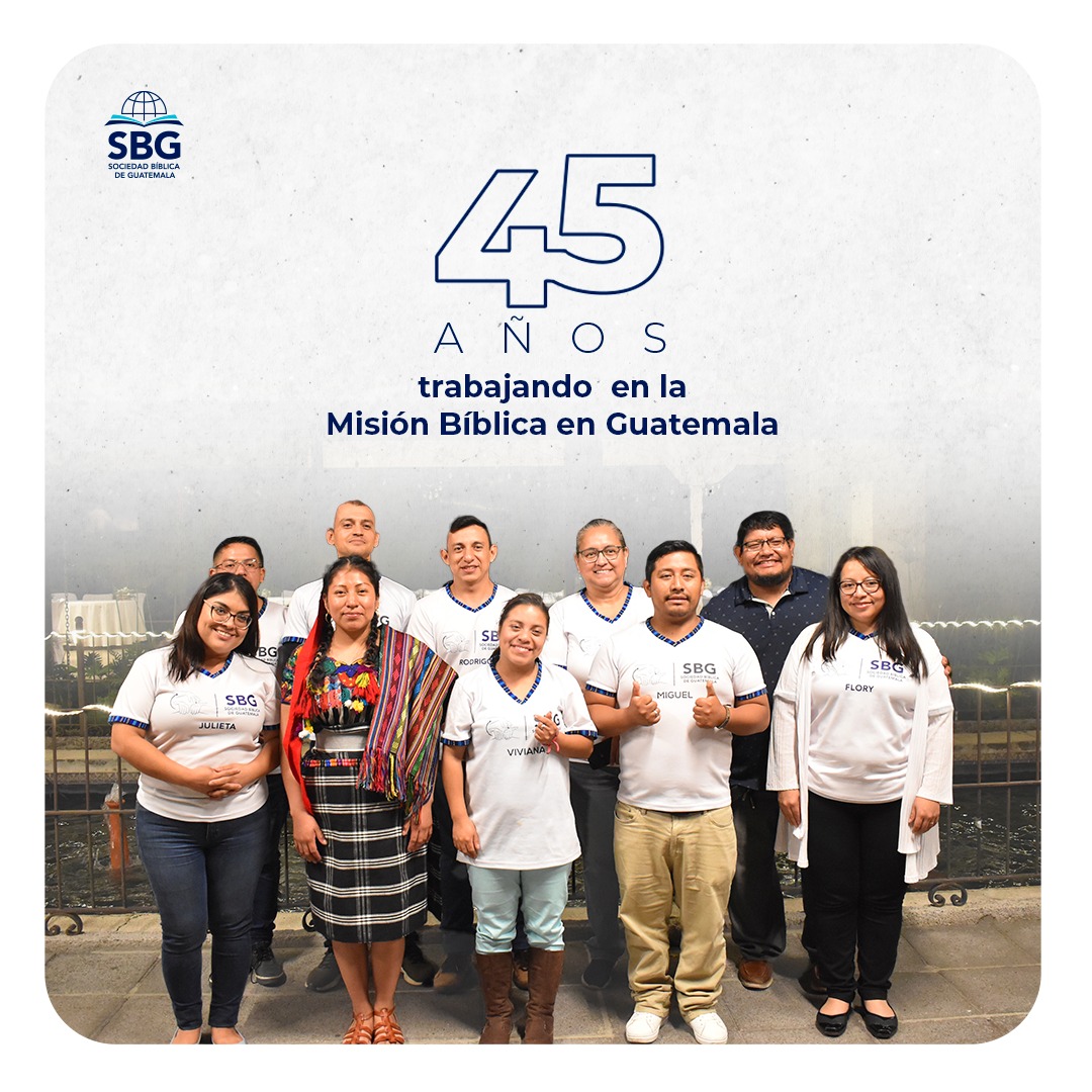 45 años compartiendo la Palabra de Dios en Guatemala en el formato e idioma del corazón de cada guatemalteco. 📖❤️
Damos gracias a Dios por la bendición de ser parte de la Misión Bíblica en nuestro país y seguiremos trabajando por mucho más para seguir llevando esperanza y amor a través de la Biblia.
¡Todos somos la Misión! 🌟📖
#SBG #SociedadBiblica #Guatemala #Biblia #Versiculo #MesDeLaBiblia #2024 #GT #EstudioBiblico #StaffSBG #TodosSomosLaMision #ProyectosSBG